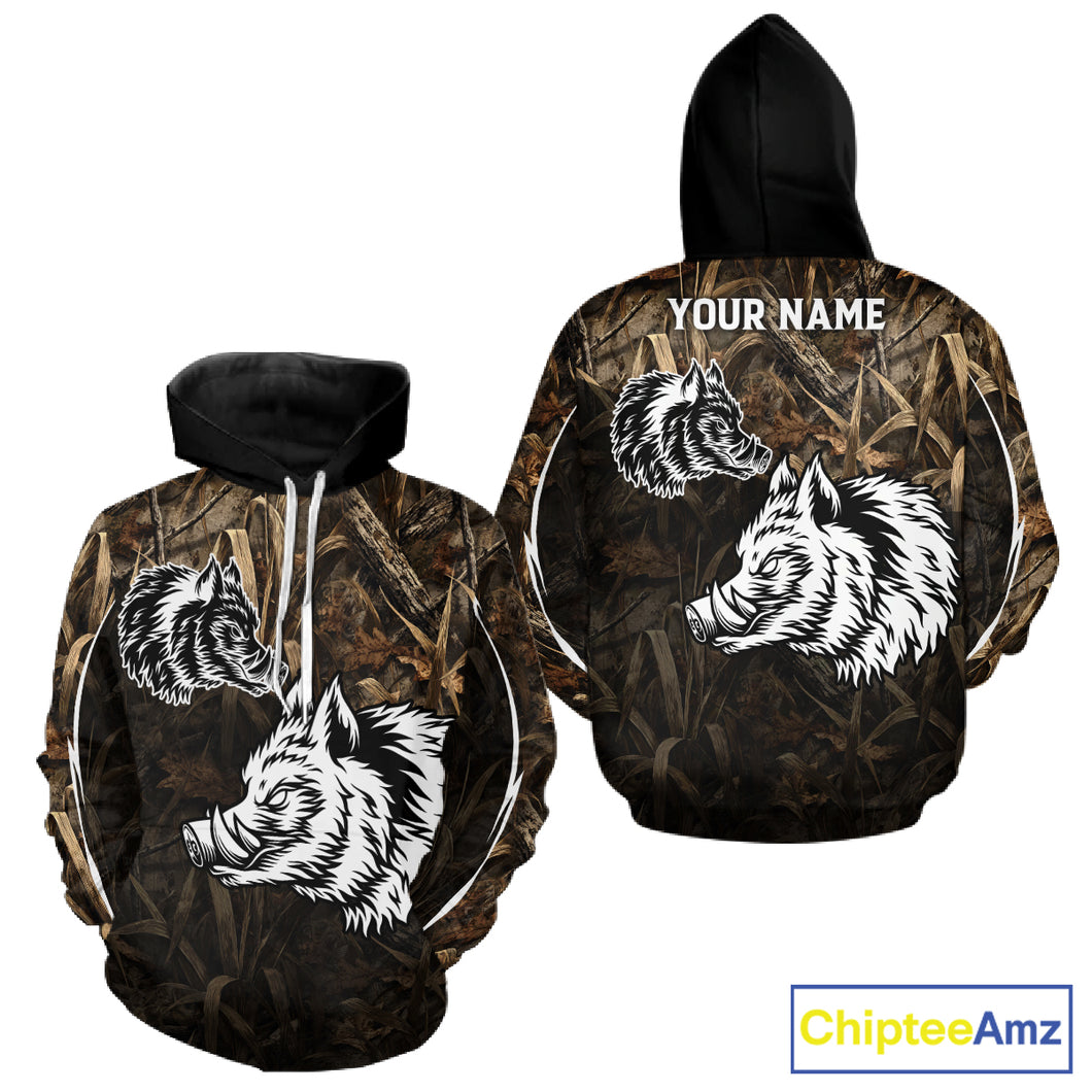 Custom Boar Hunting Full Camouflage 3D All Over Printed Shirts , Best Gift Ideas for Hunter NBT225