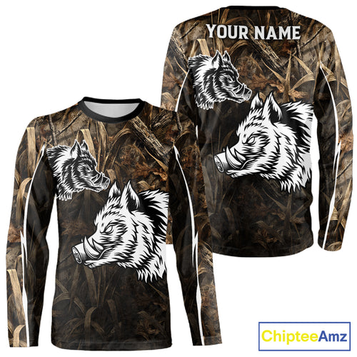 Custom Boar Hunting Full Camouflage 3D All Over Printed Shirts , Best Gift Ideas for Hunter NBT225