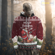 Load image into Gallery viewer, Funny Ugly Pattern Santa Deer Hunting Customized Name All Over Print Shirts for Hunter NBT283