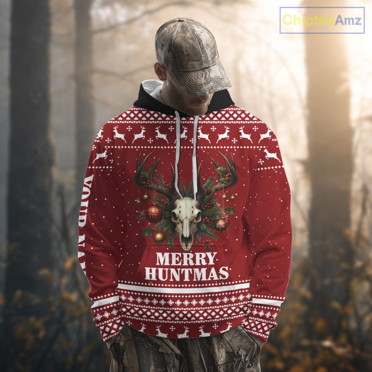 Personalized Ugly Christmas Deer Hunting Shirt Full Print Christmas Pattern, Christmas Gifts NBT284