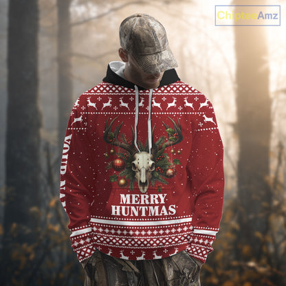 Personalized Ugly Christmas Deer Hunting Shirt Full Print Christmas Pattern, Christmas Gifts NBT284