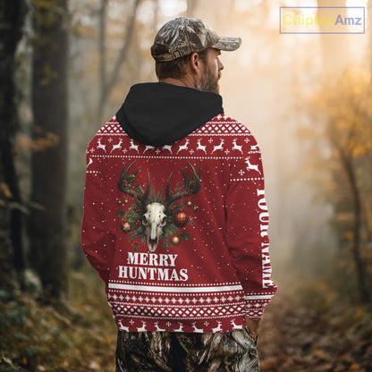 Personalized Ugly Christmas Deer Hunting Shirt Full Print Christmas Pattern, Christmas Gifts NBT284