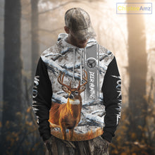 Load image into Gallery viewer, Winter Whitetail Deer Camo Hunting Hoodie 3D All Over Printed Long Sleeves Hunting Shirt For Men NBT335