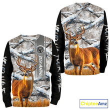 Load image into Gallery viewer, Winter Whitetail Deer Camo Hunting Hoodie 3D All Over Printed Long Sleeves Hunting Shirt For Men NBT335