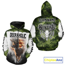 Load image into Gallery viewer, Green Camouflage Deer Hunting Shirts with American Flag – Custom Name, Gift for Hunters NBT37