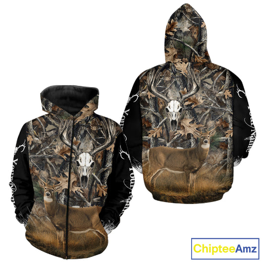 Deer Buck Camouflage Custom Name 3D All Over Printed Shirts, Deer Hunting Shirt, Hunting Accessories NBT337