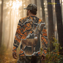 Load image into Gallery viewer, Whitetail Deer Hunting Custom Name Orange Camo Shirt, Deer Hunting Apparel, Camouflage Deer Shirts NBT339