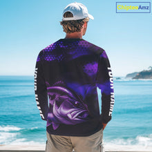 Load image into Gallery viewer, Purple Largemouth Bass Long Sleeve Fishing Shirts, Custom Big Bass Fishing Jerseys NBT379