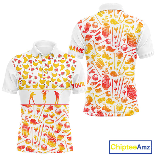 Funny Watermelon Banana Womens Golf Polo Shirts Custom Name Neon Print, Golf Shirt For Women NBT501