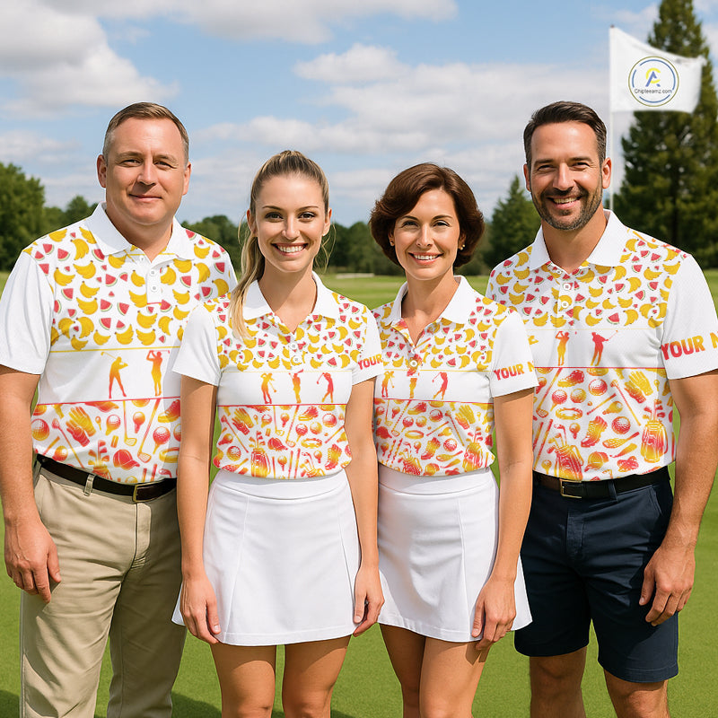 Funny Watermelon Banana Womens Golf Polo Shirts Custom Name Neon Print, Golf Shirt For Women NBT501