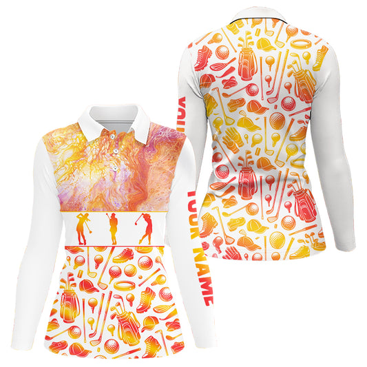 Womens Golf Polo Shirts Custom Name Marble Color, Personalized Golf Shirt For Women NBT502