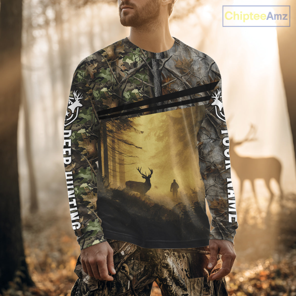 Whitetail Deer Hunting Custom Name Camouflage Shirt, Best for Hunting Season NBT286