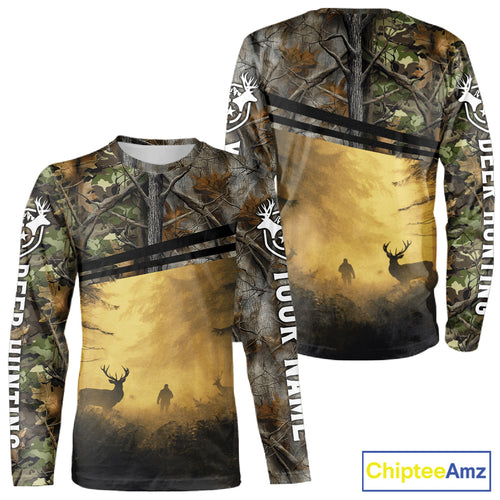 Whitetail Deer Hunting Custom Name Camouflage Shirt, Best for Hunting Season NBT286