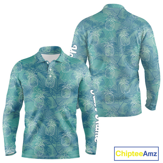 Funny Pineapple Tropical Palm Tree Mens Golf Polo Shirts Custom Golf Shirts For Men NBT511