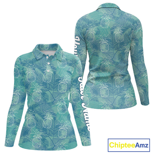 Funny Pineapple Tropical Palm Tree Womens Golf Polo Shirts Custom Golf Shirts For Women NBT511