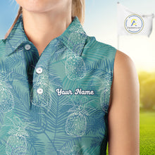 Load image into Gallery viewer, Funny Pineapple Tropical Palm Tree Womens Sleeveless Golf Polo Shirts Custom Golf Shirts For Women NBT511