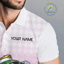 Load image into Gallery viewer, Funny Duck Golf Polo Shirt For Men, Cute Duck With Beer Print Shirt, Sporty Animal Golf Gift|Pink NBT624