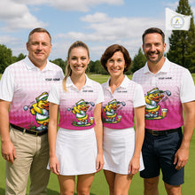 Load image into Gallery viewer, Funny Duck Golf Polo Shirt For Men, Cute Duck With Beer Print Shirt, Sporty Animal Golf Gift|Pink NBT624