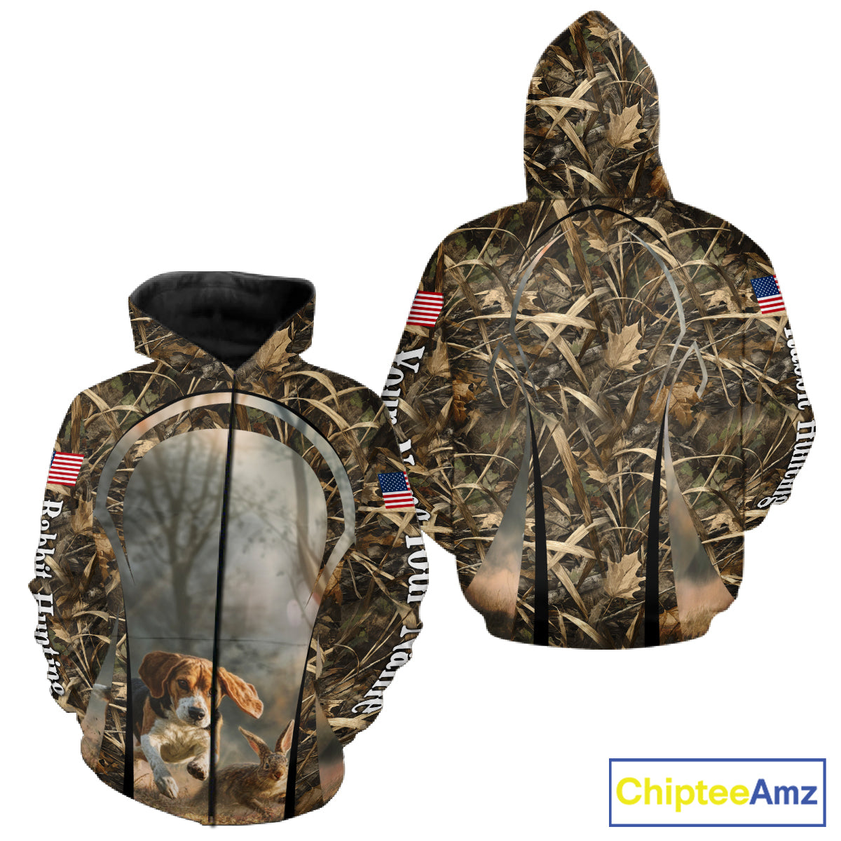 Custom Beagle Dog Rabbit Hunting US Flag Camo Shirts, Rabbit Hunting Gifts for Men NBT234