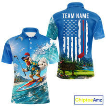 Load image into Gallery viewer, Funny Rooster American Flag Mens Golf Polo Shirts, Funny Team Golf Shirts, Golf Gifts NBT751