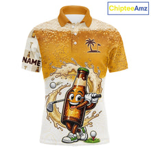 Load image into Gallery viewer, Custom Beer Golf Polo Shirt, Funny Beer Bottle Golfer Polo, Golf Team Name Shirt Beer Lover Golf Gift NBT752