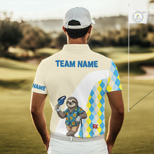 Load image into Gallery viewer, Funny Sloth Hawaiian Mens Golf Polo Shirt, Argyle Golf Shirt For Men, Golf Lover Gift Shirt NBT756
