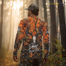 Load image into Gallery viewer, Deer Hunting Orange Camo Deer Skull Full Printing Custom Name Shirts, Custom Deer Hunting Shirt NBT144