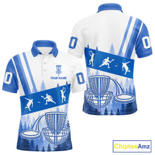 Load image into Gallery viewer, Mens Disc Golf Polo Shirts Blue Camo Custom Name Disc Golf Team Shirts, Disc Golf Gifts NBT653