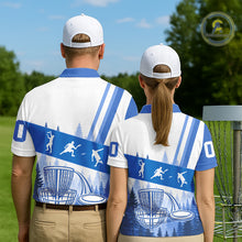Load image into Gallery viewer, Womens Disc Golf Polo Shirts Blue Camo Custom Name Disc Golf Team Shirts, Disc Golf Gifts NBT653