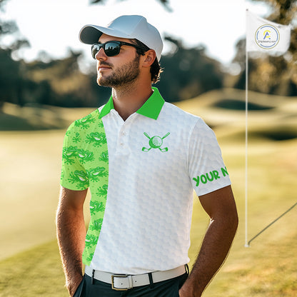 Funny Frog Green Mens Golf Polo Shirt Custom Men Golf Top, Personalized Golf Gifts NBT517