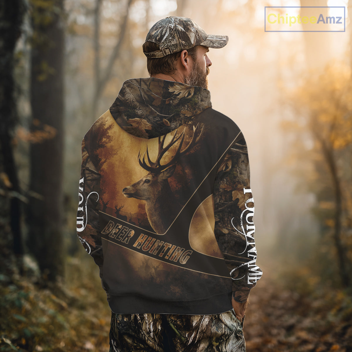 Brown Camo Deer Hunting All Over Printing Shirt with Big Buck - Hunting Clothes for Men NBT50