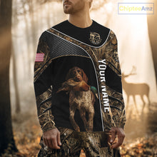 Load image into Gallery viewer, Duck Hunting with German Wirehaired Pointer Dog Camo Custom Name Shirts, Duck Hunting Shirts for Hunter NBT157