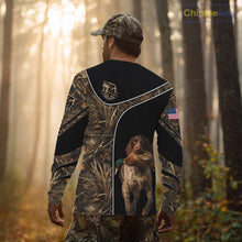 Load image into Gallery viewer, Duck Hunting with German Wirehaired Pointer Dog Camo Custom Name Shirts, Duck Hunting Shirts for Hunter NBT157