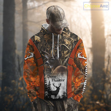 Load image into Gallery viewer, Customized Name Whitetail Deer Hunting Orange Camo Hoodie 3D Shirt, Gift for Hunters NBT297