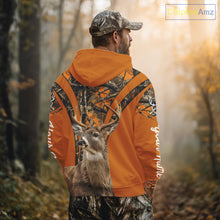Load image into Gallery viewer, Whitetail Deer Hunting 3D Full Orange Camo Shirt Custom Name Best Gift for Hunters NBT249
