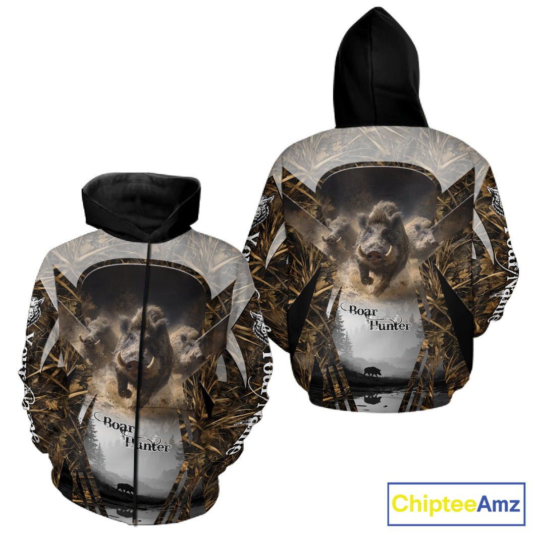 Beautiful Custom Camo Boar Hunting Shirt With Full All Over 3D Printing For Boar Hunters NBT162