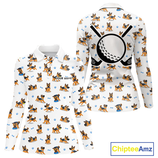 Womens Golf Polo Shirt Custom Funny German Shepherd Dog Team Womens Golf Top, Dog Lover Gift NBT541