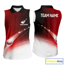 Load image into Gallery viewer, Red Ball Pattern American Flag Womens Sleeveless Golf Polo Shirts, Team Golf Shirts Golf Gifts NBT872
