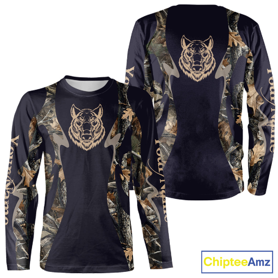 Best Wild Boar Hunting Camo Custom Name Shirts for Hunter, Gifts for Hunters NBT171