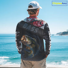 Load image into Gallery viewer, Personalized Largemouth Bass Fishing Long Sleeve Black Camo Shirts, Bass Fishing League Jerseys NBT345