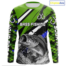 Load image into Gallery viewer, Personalized Green Fish Scale Bass Fishing Jumping Jersey, Custom Performance Bass Shirt NBT346