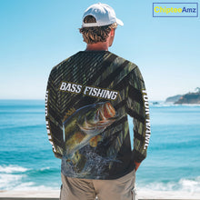 Load image into Gallery viewer, Personalized Reed Camo Bass Fishing Long Sleeve Shirts, Custom Bass Tournament Jerseys|Green NBT347