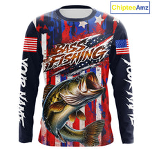 Load image into Gallery viewer, American Flag Bass Fishing Shirts Long Sleeve, Bass Fishing Tournament Shirts, Bass Fishing Shirts NBT432