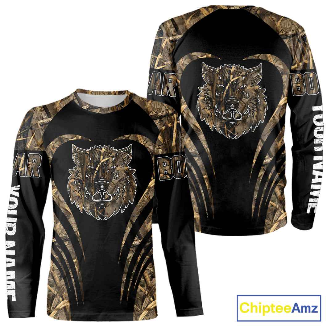 Boar Tattoo Hunting Shirt Custom Name 3D All Over Printed Shirt, Personalized Boar Shirt for Hunter NBT177