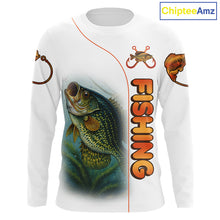 Load image into Gallery viewer, Crappie Fishing White Fishing Team Crappie Custom Name Long Sleeve UV Protection Fishing Shirts NBT550