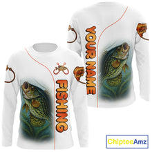 Load image into Gallery viewer, Crappie Fishing White Fishing Team Crappie Custom Name Long Sleeve UV Protection Fishing Shirts NBT550
