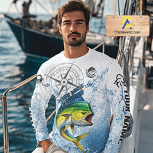 Load image into Gallery viewer, Custom Mahi Mahi Long Sleeve Fishing Shirts Saltwater Fish, Compass Offshore Tournament Fishing Shirts NBT552