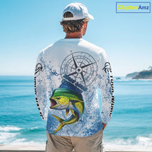 Load image into Gallery viewer, Custom Mahi Mahi Long Sleeve Fishing Shirts Saltwater Fish, Compass Offshore Tournament Fishing Shirts NBT552