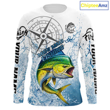 Load image into Gallery viewer, Custom Mahi Mahi Long Sleeve Fishing Shirts Saltwater Fish, Compass Offshore Tournament Fishing Shirts NBT552