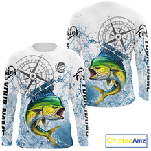 Load image into Gallery viewer, Custom Mahi Mahi Long Sleeve Fishing Shirts Saltwater Fish, Compass Offshore Tournament Fishing Shirts NBT552